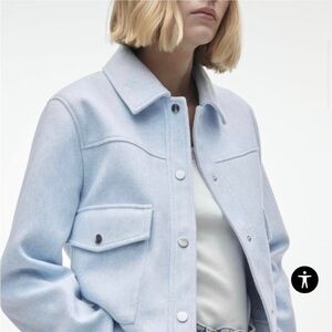 Zara women’s cropped soft jacket  Baby blue Size XS